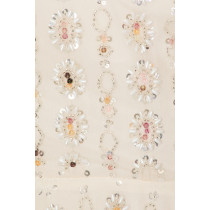 Vintage Colored Spaghetti Strap Sequin Embroidery Lace Details Mini Dress