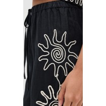 Sample Daily Covered Elastic Waist With Drawstring Sun Embroidery At Sides Pants