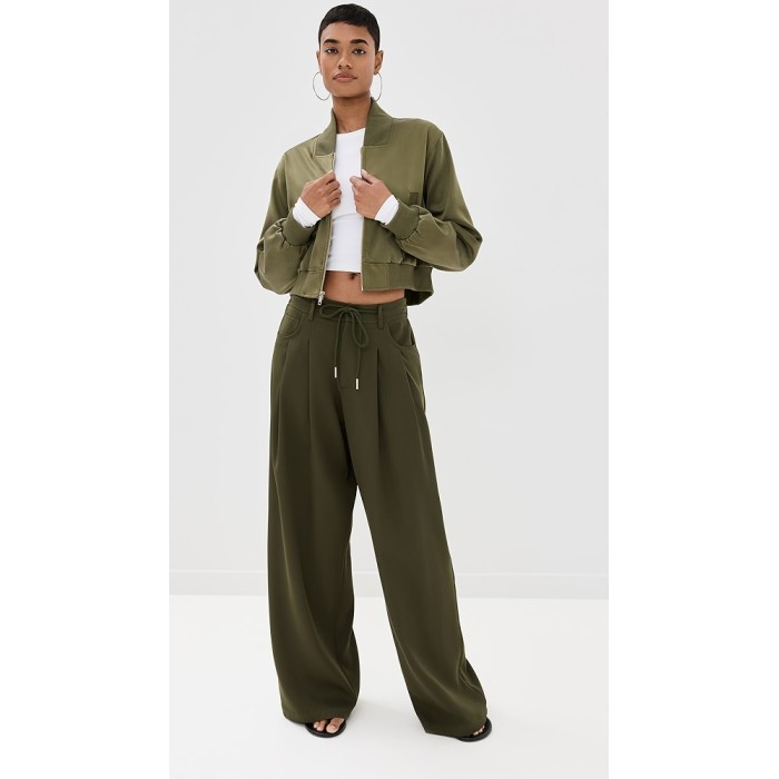Sport Sample Pleated Front Tie At Waist 5-Pocket Styling Solid Color Pants
