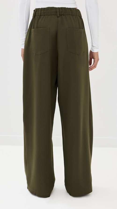 Sport Sample Pleated Front Tie At Waist 5-Pocket Styling Solid Color Pants