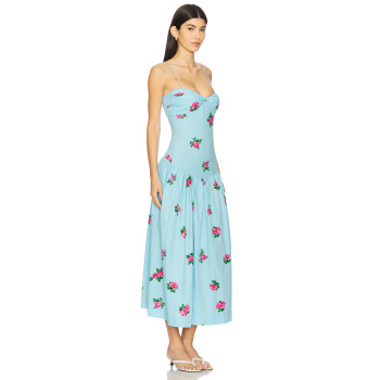 High quality Embroidery Floral Camisole Backless Sleeveless Hot sale Woman's Midi Dress