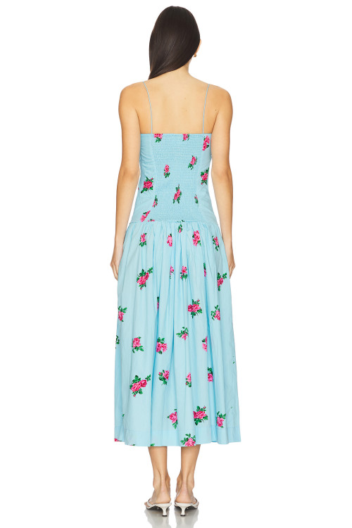 High quality Embroidery Floral Camisole Backless Sleeveless Hot sale Woman's Midi Dress
