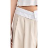 Daily Sample Pleated Front Contrast Asymmetric Waistband Solid Color Pants
