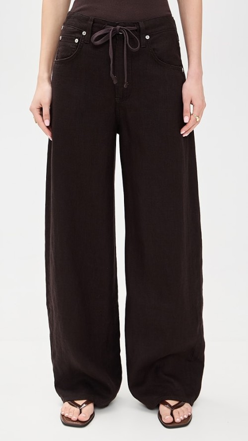 Handsome Sample Drawstring Waist 5-Pocket Styling Button Closure Casual Pants