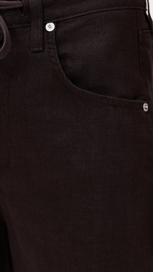 Handsome Sample Drawstring Waist 5-Pocket Styling Button Closure Casual Pants