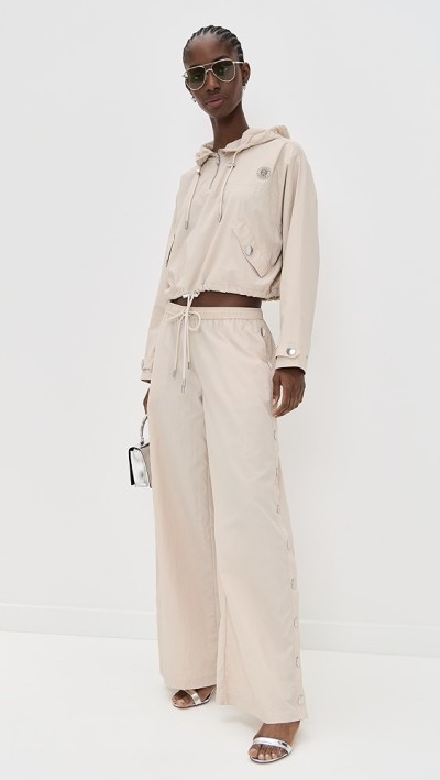 Sample Sport Snap Placket At Sides On-Seam Side Pockets Solid Color Casual Pants