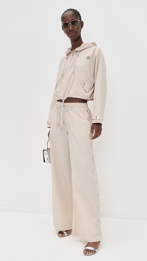 Sample Sport Snap Placket At Sides On-Seam Side Pockets Solid Color Casual Pants