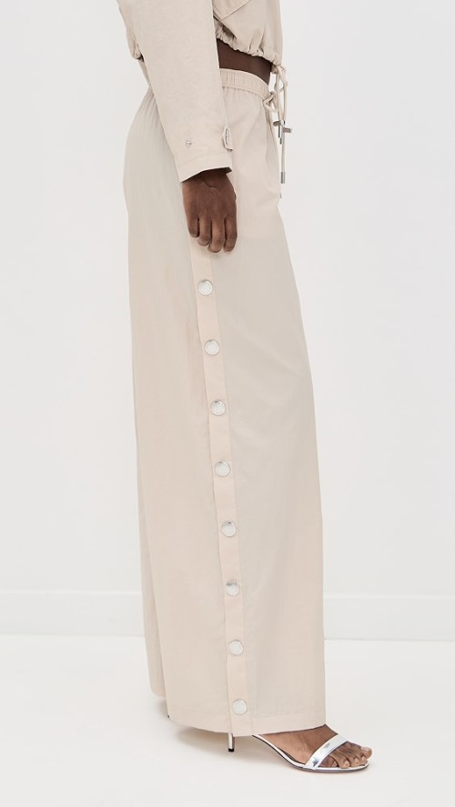 Sample Sport Snap Placket At Sides On-Seam Side Pockets Solid Color Casual Pants