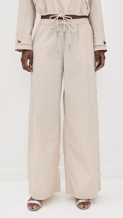 Sample Sport Snap Placket At Sides On-Seam Side Pockets Solid Color Casual Pants