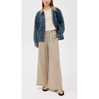 Fashion Sample Covered Elastic Waistband On-Seam Side Pockets Casual Pants