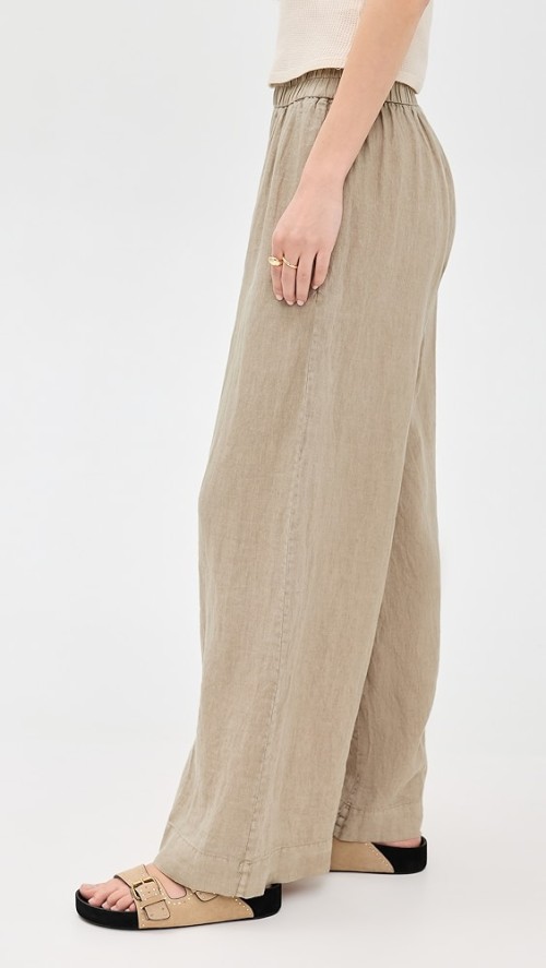 Fashion Sample Covered Elastic Waistband On-Seam Side Pockets Casual Pants