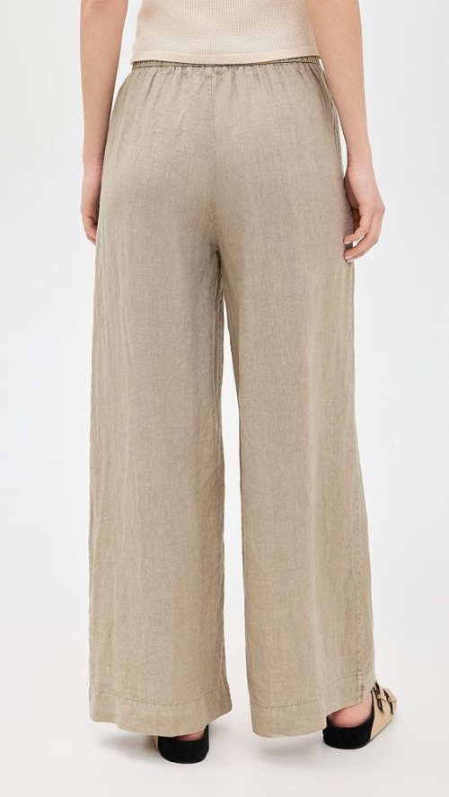Fashion Sample Covered Elastic Waistband On-Seam Side Pockets Casual Pants