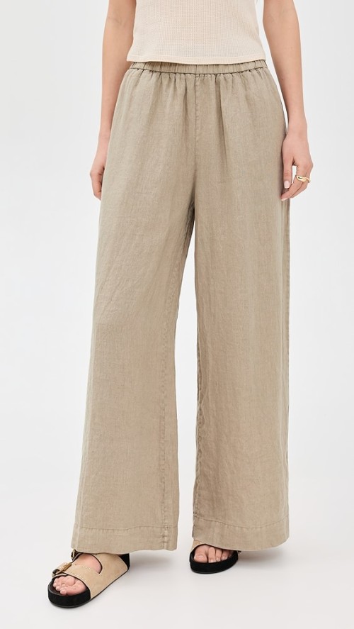 Fashion Sample Covered Elastic Waistband On-Seam Side Pockets Casual Pants