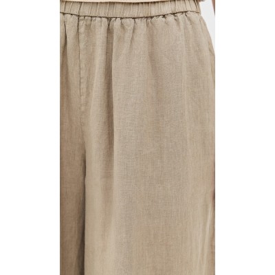 Fashion Sample Covered Elastic Waistband On-Seam Side Pockets Casual Pants