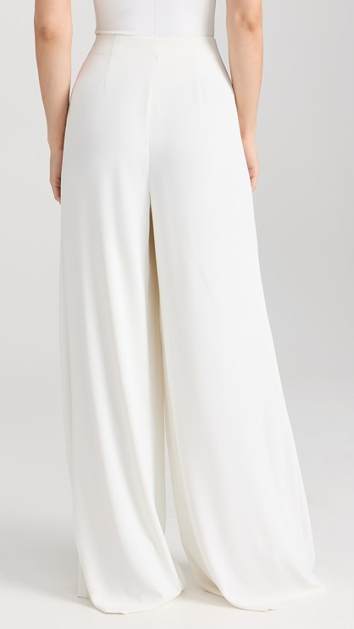 Elegant Sample Pleated Design Hidden Zip At Side Solid Color Casual Pants