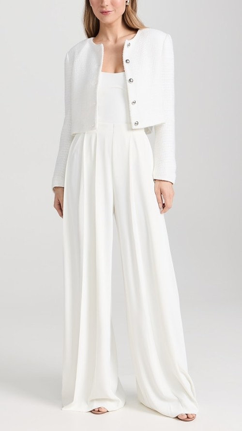 Elegant Sample Pleated Design Hidden Zip At Side Solid Color Casual Pants