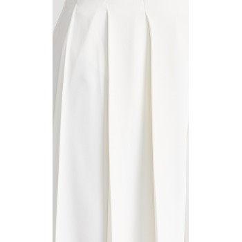 Elegant Sample Pleated Design Hidden Zip At Side Solid Color Casual Pants