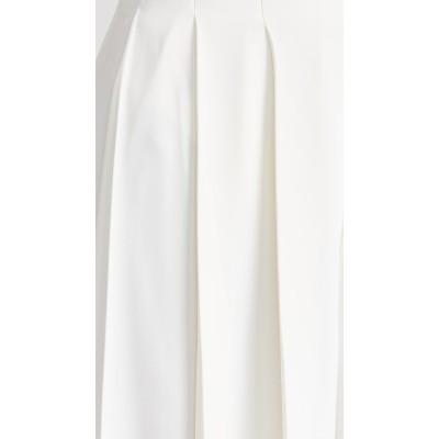 Elegant Sample Pleated Design Hidden Zip At Side Solid Color Casual Pants