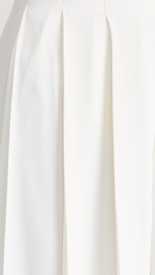 Elegant Sample Pleated Design Hidden Zip At Side Solid Color Casual Pants