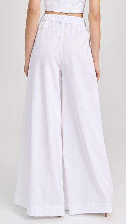 Hot Sale Sample Pleated Waist Covered Elastic At Back Waist Solid Color Pants