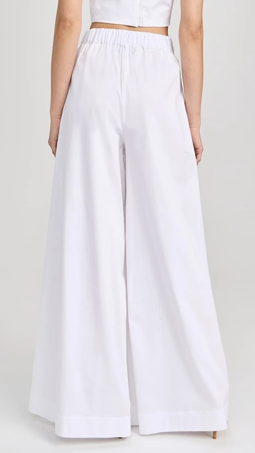 Hot Sale Sample Pleated Waist Covered Elastic At Back Waist Solid Color Pants