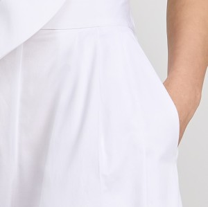 Hot Sale Sample Pleated Waist Covered Elastic At Back Waist Solid Color Pants