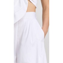 Hot Sale Sample Pleated Waist Covered Elastic At Back Waist Solid Color Pants