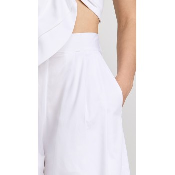 Hot Sale Sample Pleated Waist Covered Elastic At Back Waist Solid Color Pants