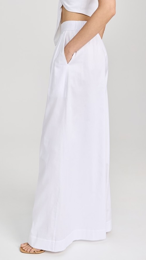 Hot Sale Sample Pleated Waist Covered Elastic At Back Waist Solid Color Pants