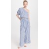 Fashion Casual Striped Pattern Slant Hip Pockets Covered Elastic Waistband Pants