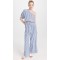 Fashion Casual Striped Pattern Slant Hip Pockets Covered Elastic Waistband Pants