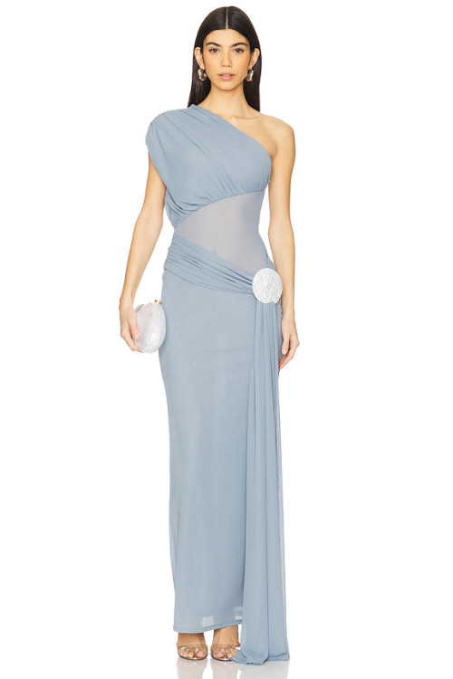 High quality Middle transparency Hot sale One shoulder Sexy Elegant Woman's Long Dress