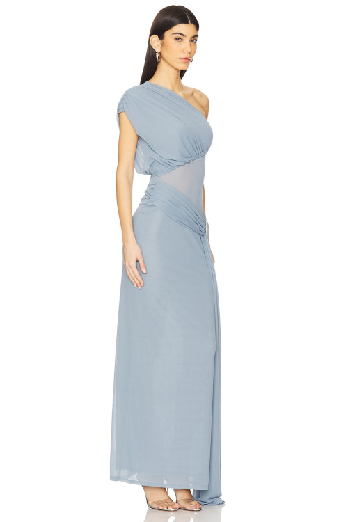 High quality Middle transparency Hot sale One shoulder Sexy Elegant Woman's Long Dress