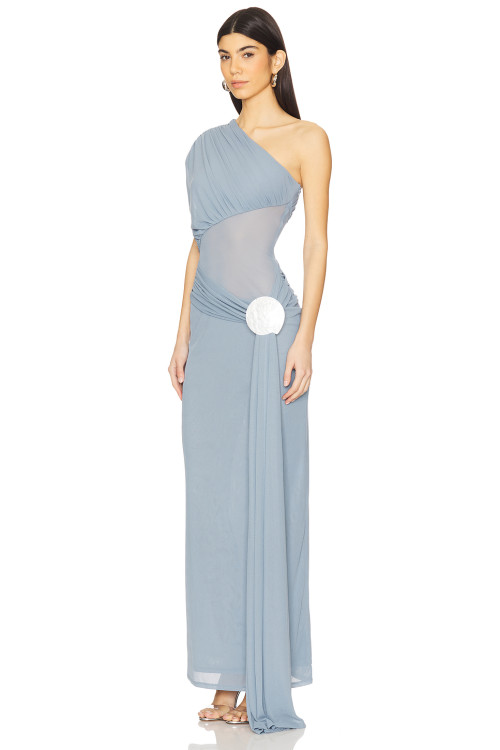 High quality Middle transparency Hot sale One shoulder Sexy Elegant Woman's Long Dress