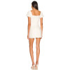 Retro Square Neck Puff Sleeve Light Weight Crepe Fabric Figure Hugging White Mini Dress