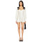 French Style Retro Black White Contrast Bow Tie Open Back Puff Sleeve Mini Dress