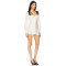 French Style Retro Black White Contrast Bow Tie Open Back Puff Sleeve Mini Dress