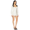 French Style Retro Black White Contrast Bow Tie Open Back Puff Sleeve Mini Dress