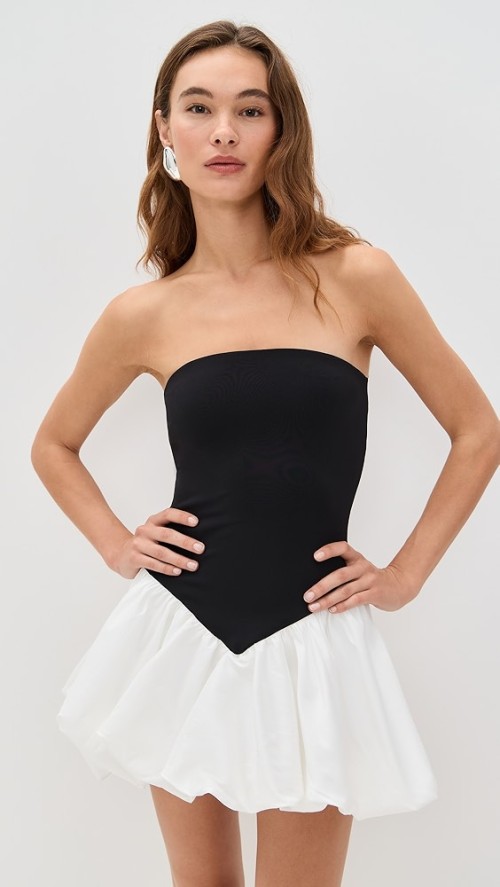Sexy Elegant Bandeau Neckline Sleeveless Slim Open Back Bubble Hem Party Dress
