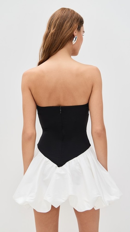 Sexy Elegant Bandeau Neckline Sleeveless Slim Open Back Bubble Hem Party Dress