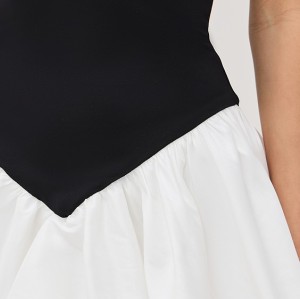 Sexy Elegant Bandeau Neckline Sleeveless Slim Open Back Bubble Hem Party Dress