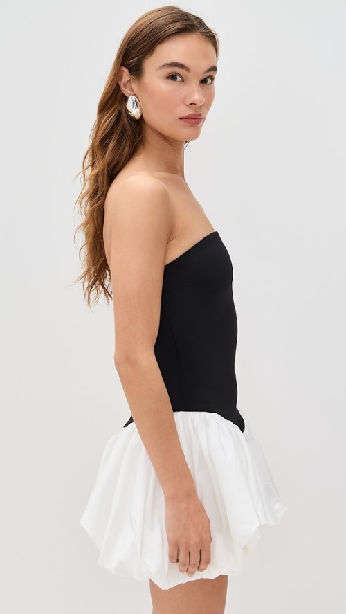 Sexy Elegant Bandeau Neckline Sleeveless Slim Open Back Bubble Hem Party Dress