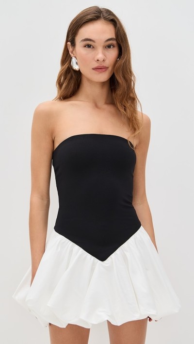Sexy Elegant Bandeau Neckline Sleeveless Slim Open Back Bubble Hem Party Dress