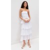 Elegant Sample Bandeau Neckline Sleeveless Solid Color Ruffle Tight Waist Tiered Skirt