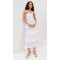 Elegant Sample Bandeau Neckline Sleeveless Solid Color Ruffle Tight Waist Tiered Skirt