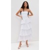 Elegant Sample Bandeau Neckline Sleeveless Solid Color Ruffle Tight Waist Tiered Skirt