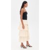 Elegant Sexy Bandeau Neckline Sleeveless Backless Ruffle Tight Waist Tiered Skirt