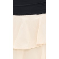 Elegant Sexy Bandeau Neckline Sleeveless Backless Ruffle Tight Waist Tiered Skirt