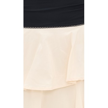 Elegant Sexy Bandeau Neckline Sleeveless Backless Ruffle Tight Waist Tiered Skirt