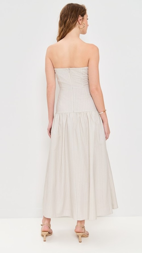 Sample Elegant Bandeau Neckline Sleeveless Backless Solid Color Stripe Pattern Dress